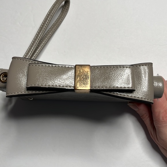 Taupe color Wristlet with Bow Detail - Picture 3 of 5